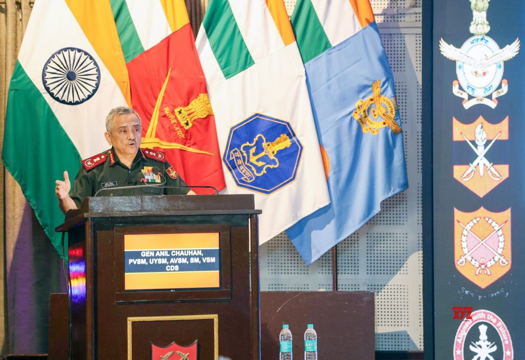 Indore: Chief of Defence Staff General Anil Chauhan addresses during the RAN SAMWAD at the Army War 